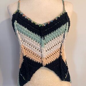 Free People Chevron Crochet Camisole - Black, Cream, Tan, Green